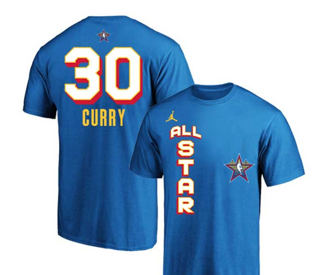 Men 2025 NBA all Star #30 Curry blue T Shirt